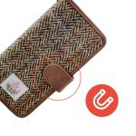 Brown TPU Harris Tweed 5.8" Leather Flip Cover Phone Case