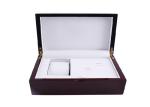 Brown Cufflink Gift Box / Men's Wooden Watch and Cufflinks Box Embossing