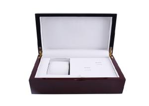 China Brown Cufflink Gift Box / Men's Wooden Watch and Cufflinks Box Embossing Printing Handling on sale