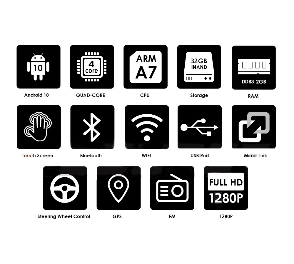Carditai Android 10 QLED Car Audio 2 32G Head Unit with Built-in GPS and 9/10inch Screen