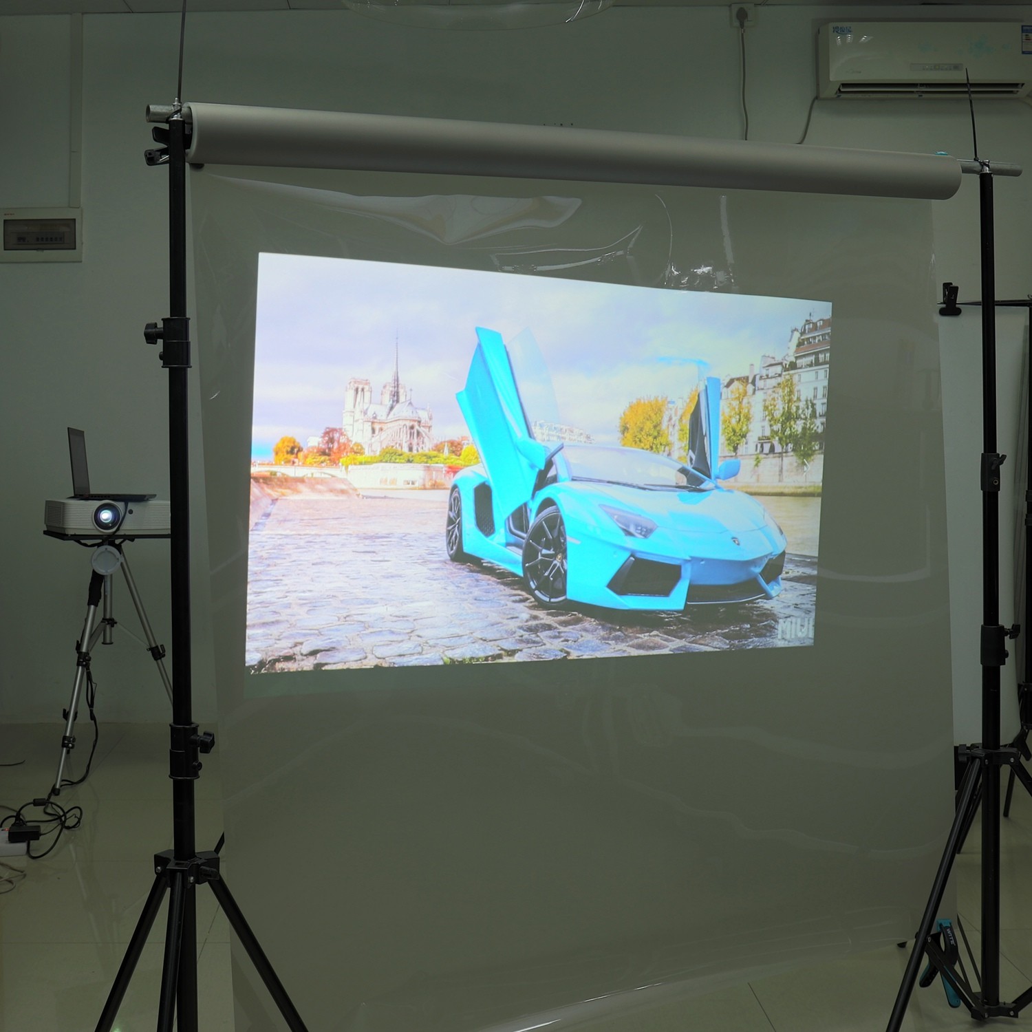 Gray Rear Projection Film / 3D Holo Display With Self Adhesive Layer 100 Thickness
