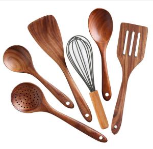 Wholesale FDA Wooden Kitchen Utensil Set , Reapplicable Natural Teak Wood Utensils from china suppliers