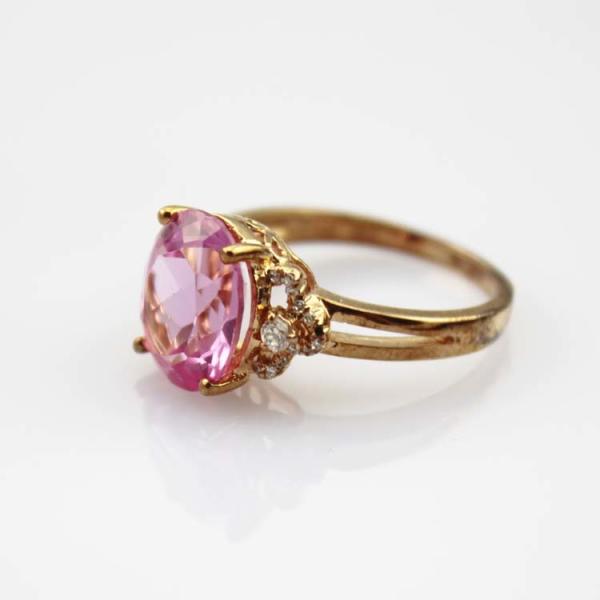 Fashion Jewelry Rose Gold Plated 925 Silver Ring 9mmx11mm Pink Cubic Zircon