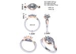 Round Cut 9K Silver Ring 9 Carat Romantic 2 Tone Color ODM For Wedding