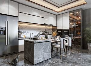 Wholesale PVC / Lacquer Kitchen Island Furniture L Shape Shaker Modular Kitchen Cabinet from china suppliers