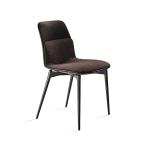 Beautiful Grey Leather Upholstered Dining Chairs Built - In Padded Seat