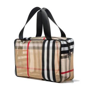 Wholesale Women Khaki Stripe PVC Makeup Storage Bag For Travel from china suppliers