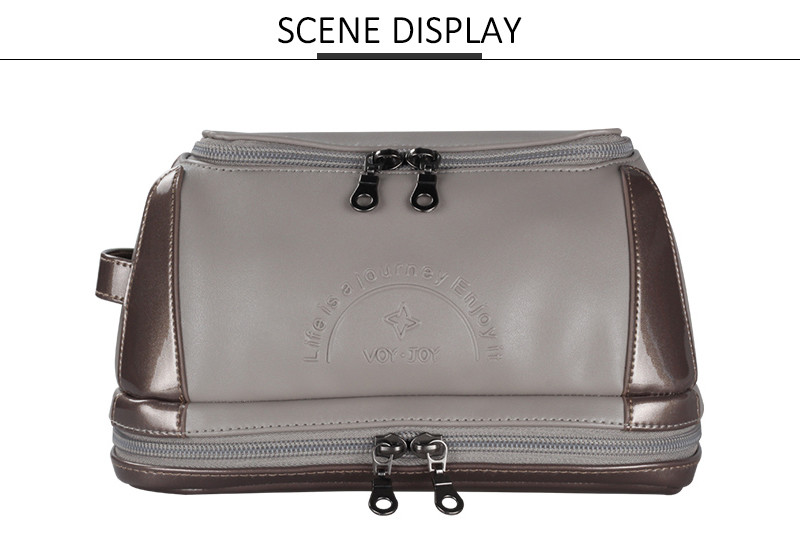 Mens Zipper Closure PU Make Up Storage Organizer