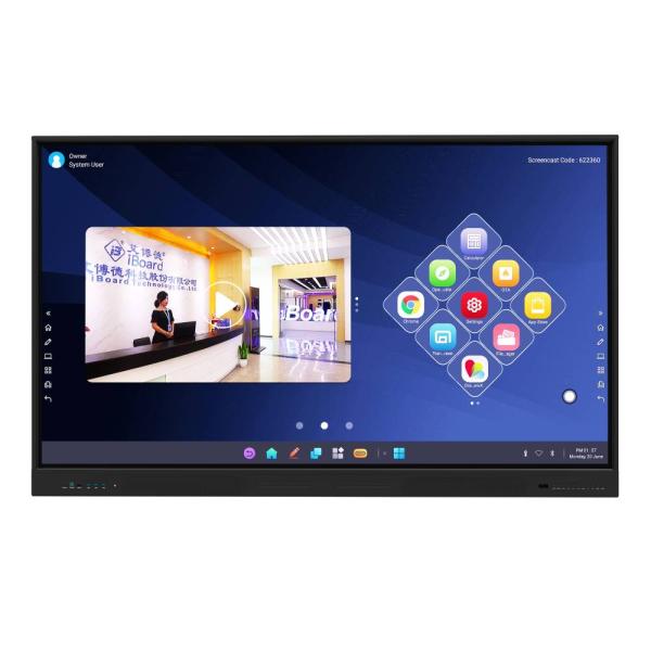 86 Inch LCD Smart Board Android 14 Google Certified Interactive Whiteboard with Multi-Touch and Optional Windows PC
