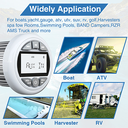 Waterproof Marine Gauge Stereo System BT FM AM USB Boats Marine Stereo Receiver
