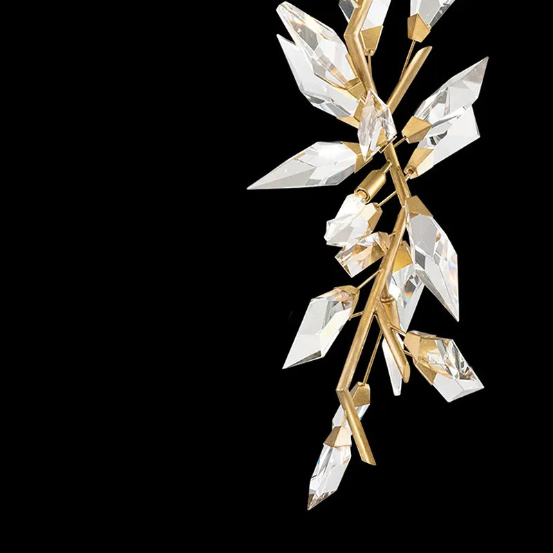 60W Hand-Cut Faceted Crystal Leaf Chandelier With LED Bulbs