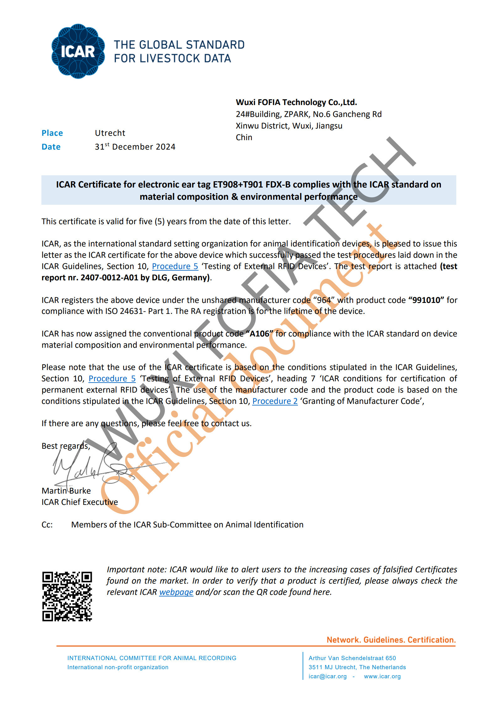 FULL ICAR Certified TPU Plastic Tamper proof  Bovine Ear Tags 134.2khz Rfid Ear Tags  4