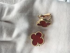 Wholesale Van Cleef Arpels Vintage Alhambra earrings 18k yellow gold with carnelian from china suppliers