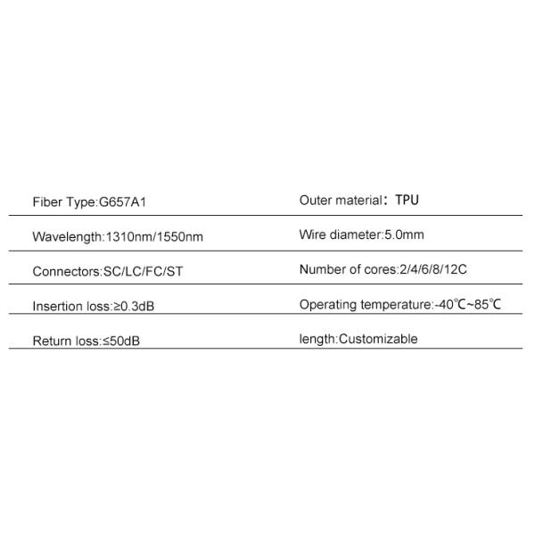 Waterproof UV Resistant 2-6 Core Military Fiber Optic Cable