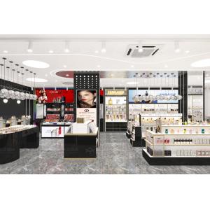 Wholesale Beauty Shop Interior Design Black Gold Laminated Board Cosmetic Display Rack for Retail Store Display and Skincare Shop Decoration from china suppliers