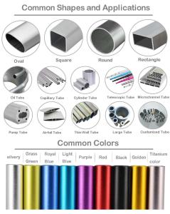 Wholesale Extruded Aluminum Tube Round, rectangular,Oval, Square and custom Profiles from china suppliers