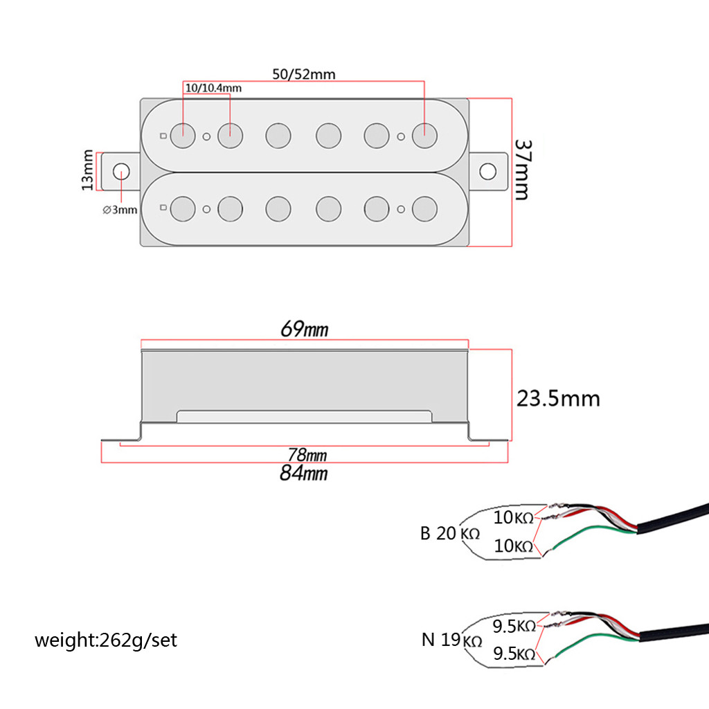 Red Atom Humbucker Pickups Double Coil Pickup Set 19~20 KΩ For LP Electric Guitars