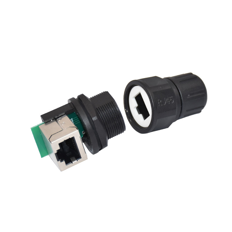 DC Ethernet Splitter Connector Waterproof Panel Mount Rj45 Connector
