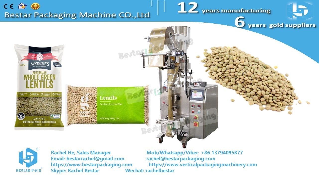 How to pack fried peas sachets [Bestar] small packing machine with cup dosing system BSTV-160A