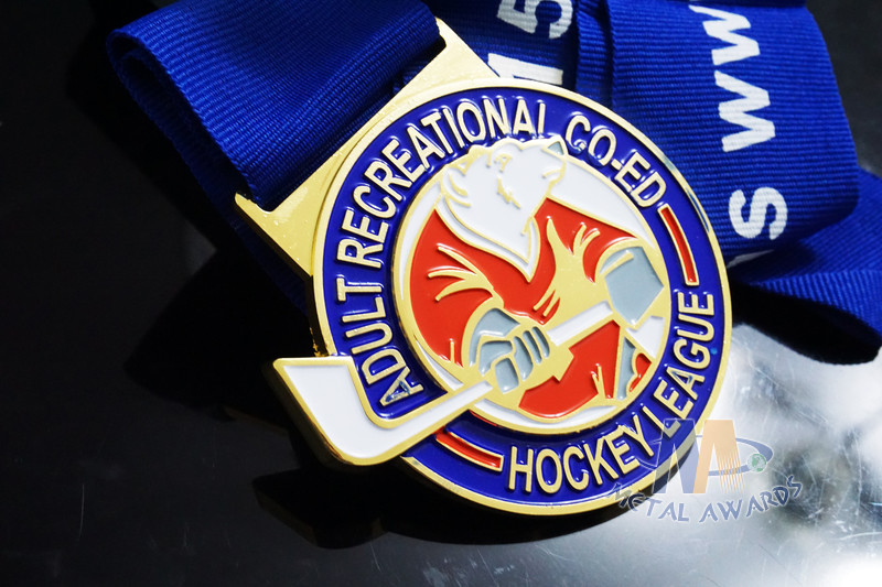Baseball Or Hockey Dancing Custom Sports Medals For Canada With Printed Ribbon