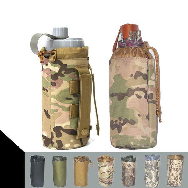 Sports Water Bottles Pouch Bag, Tactical Drawstring Molle Water Bottle Holder
