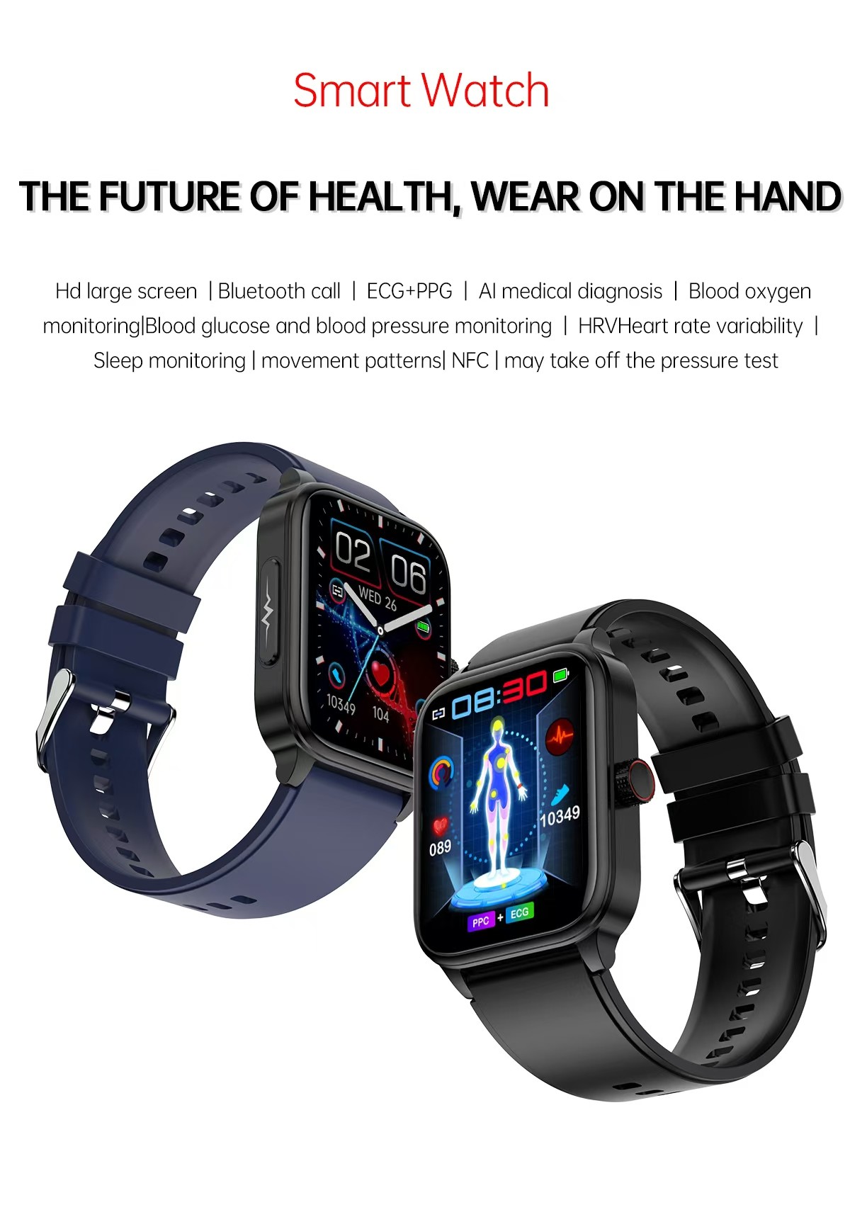 ET540 Health Monitoring Smart Watch 1.85 Inch BT Call Blood Oxygen Fitness For Men