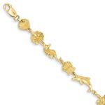 14kt Yellow Gold Sea Life Bracelet 7 Inch Seashore Fine Jewelry Ideal Gifts For