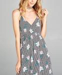 Chinese Clothing Manufacturers Black Stripe Sexy Maxi Dress Floral Ladies
