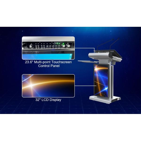 Electric Powered Multimedia Podium with 23.6 Inch Touch AIO 10-40° Screen Angle and 150mm Lifting Height for Smart Lectern