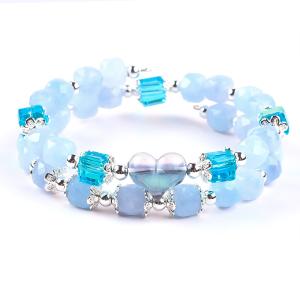 Wholesale Handmade Gemstone Beaded Bracelet Aquamarine Stone Bracelet Adjustable Heart Charms Bracelet For Party Daily Wearing from china suppliers