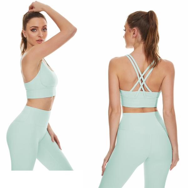Nylon Light Green Lightweight Women Yoga Bra Sets Active Stretch Yoga Fitness
