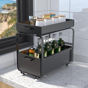 Wholesale 2 Tier 40.5cm Height Steel Kitchen Basket Rack Moisture Proof from china suppliers
