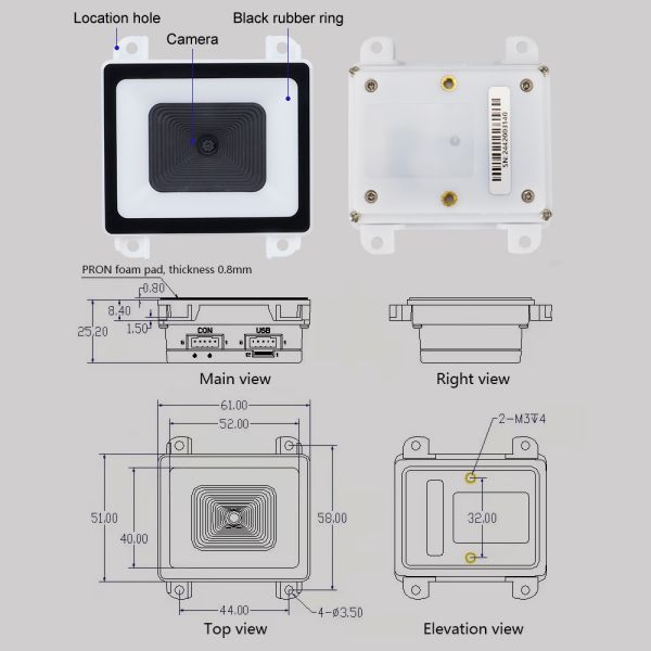 Retail Embedded 2D Barcode Scanner Fast Checkout with Automatic QR/Bar Code Detection