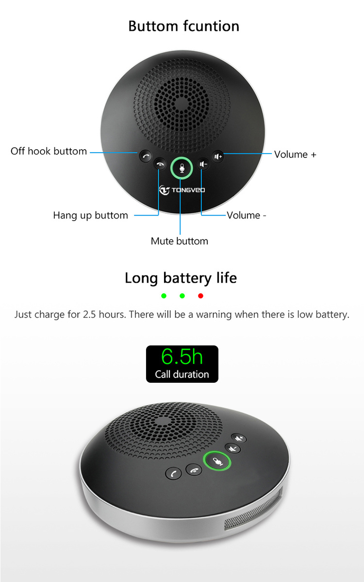 Tevo-A2000g Conference Equipment 2.4G Wireless Conference Speakerphone for Small to Medium Meeting Room