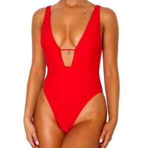 Wholesale Tiered Layer Tie a Knot Front Top With Low waist Bikini swimsuit high cut from china suppliers