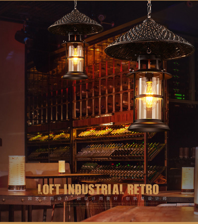 Retro Industrial Single Head Glass Chandelier Bar Network Coffee Restaurant E27 Edison Bulb Light(WH-VP-137)