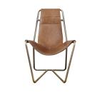 Metal Base Brown Leather Reading Chair , Leather Easy Chair Recliner Top Grain