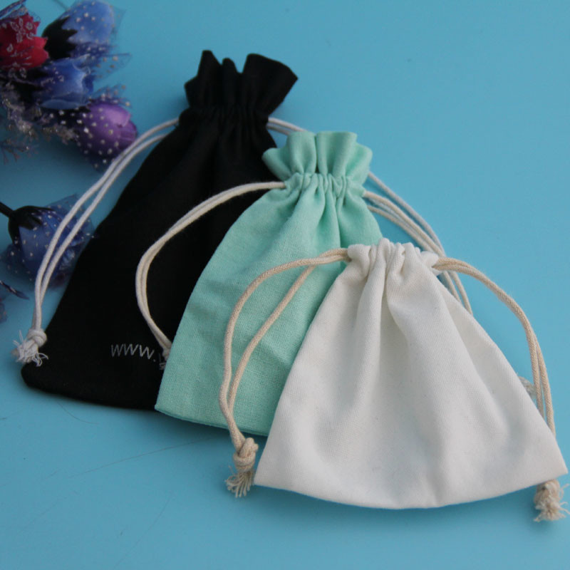 Recyclable 10*12cm Cotton Canvas Calico Bag With Drawstring