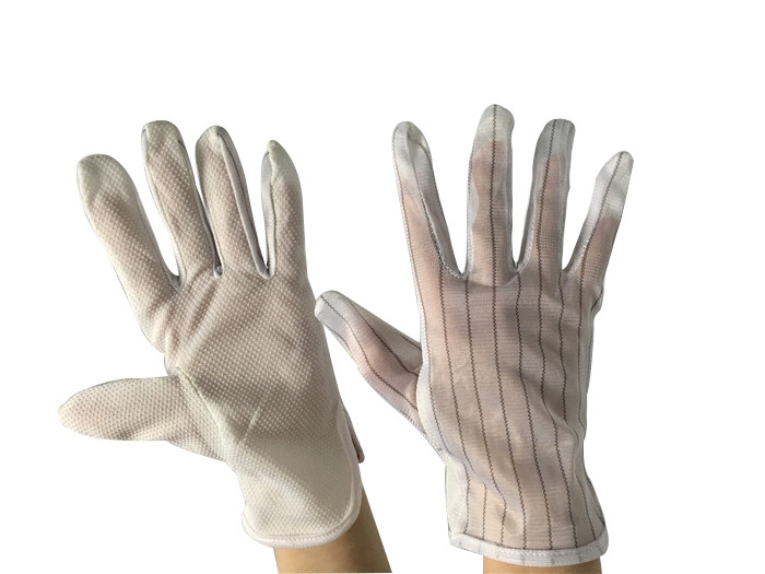 M / L Non Slip Palm Anti Static Gloves With 10mm Polyester Striped Hand Back