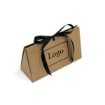 Small Wedding Favor Box with Custom Gold Logo and Ribbon on Recycled Kraft Paper