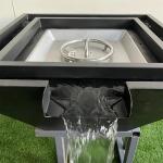 Outdoor Decorative Square Black Steel Gas Pool Fire Water Feature For Swimming
