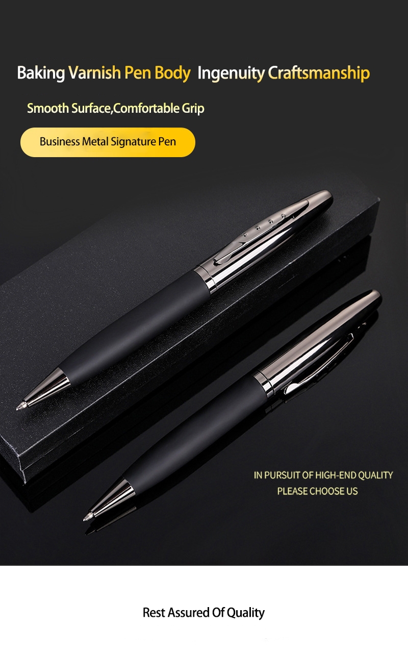 Twist Type Business Metal Ball Point Pen 1.0mm Textured Grey Pen Barrel Signature Pen