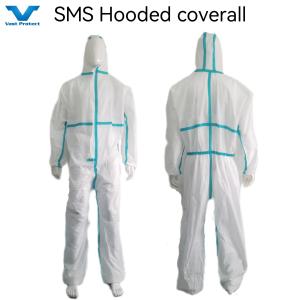 Wholesale Waterproof Anti-Virus Chemical Proof Hooded Coverall with Stick Strip CE OEM Accepted from china suppliers