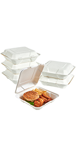 5 Compartment Plates, 125 Pack Disposable Paper Plates, Biodegradable Sugarcane Plates, Eco-Friendly School