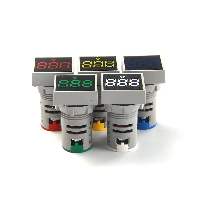 New Series 22mm 20-500V AC Digital Voltmeter Volt Meter Red Green Yellow Mini LED Indicator Panel Light