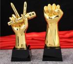 Handmade Custom Trophy Cup Gold Plated In Boxing Matches Victory Fist Shape