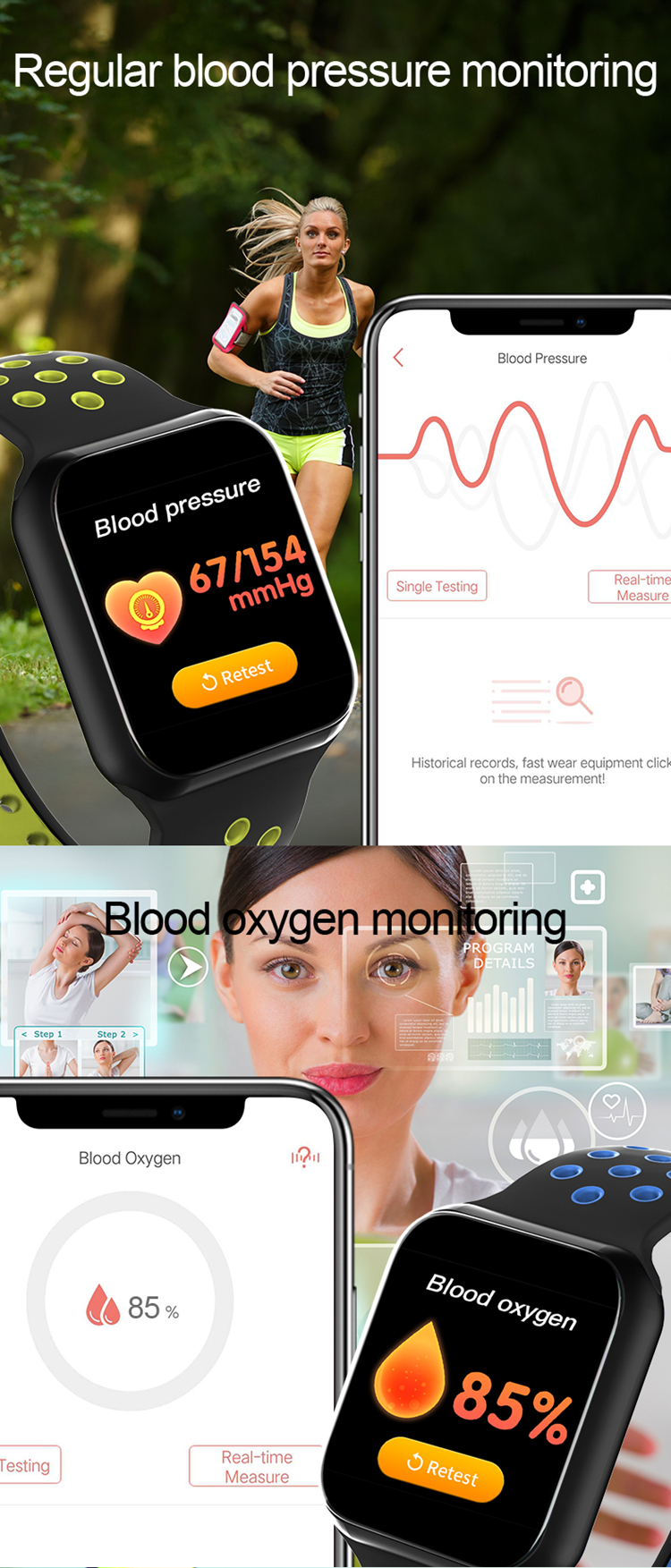 F8 1.54Inch Kids Waterproof Smartwatch Sport Pedometer Full Touch Wrist Watch For Iphone