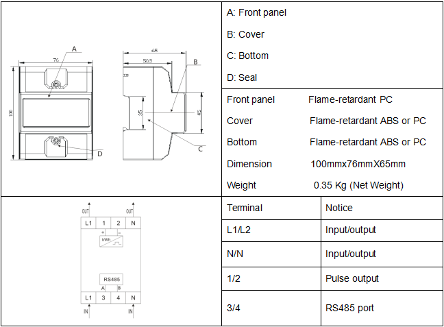 CN75SD Multi function DIN Rail 1 Phase 2 Wire 220V 15(60)A 1600imp/kwh Energy meter with RS485