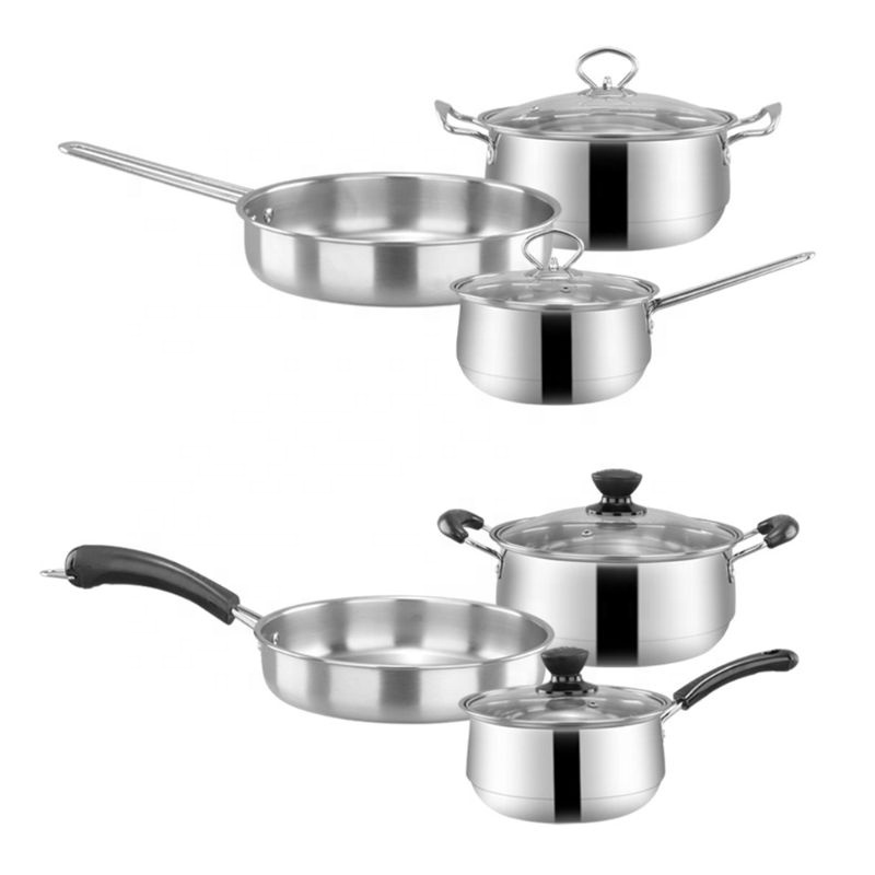 High Quality 3 Pcs Multi-Function China Induction Cookingware Set Stainless Steel Cooking Pots Sets