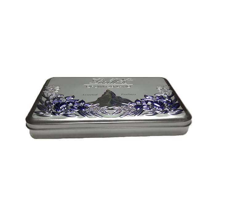 Carving Surface Food Grade Tin Box , Square Chocolate Box Long Use Life